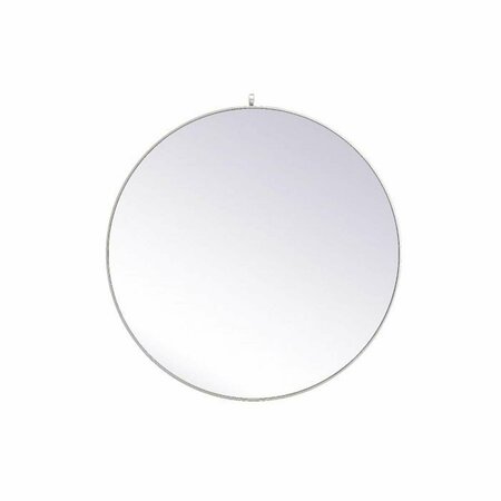 ELEGANT DECOR 45 in. Metal Frame Round Mirror with Decorative Hook, Silver MR4745S